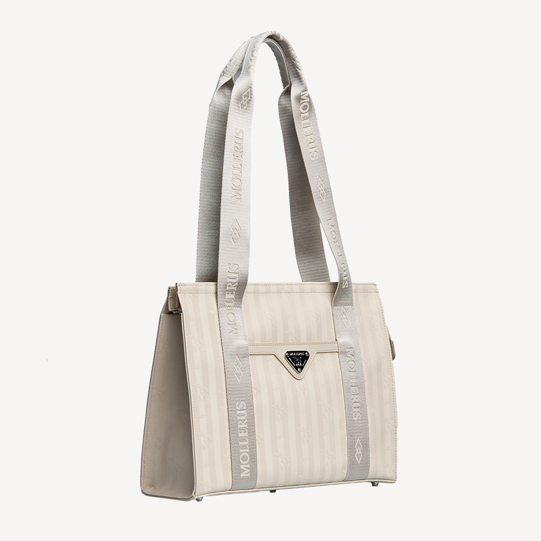 BERLIN | Schultertasche pearl weiss/silber - seitlich
