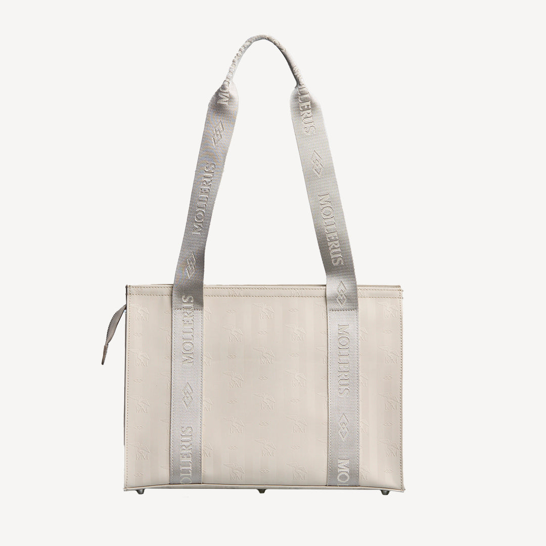 BERLIN | Schultertasche pearl weiss/silber - von hinten