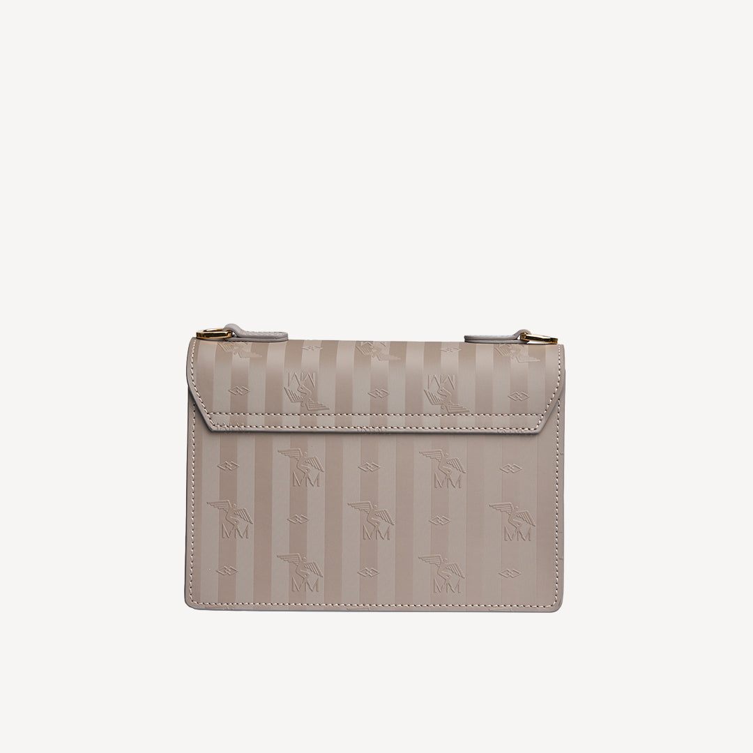 URSY | Umhängetasche taupe grau/gold - von hinten