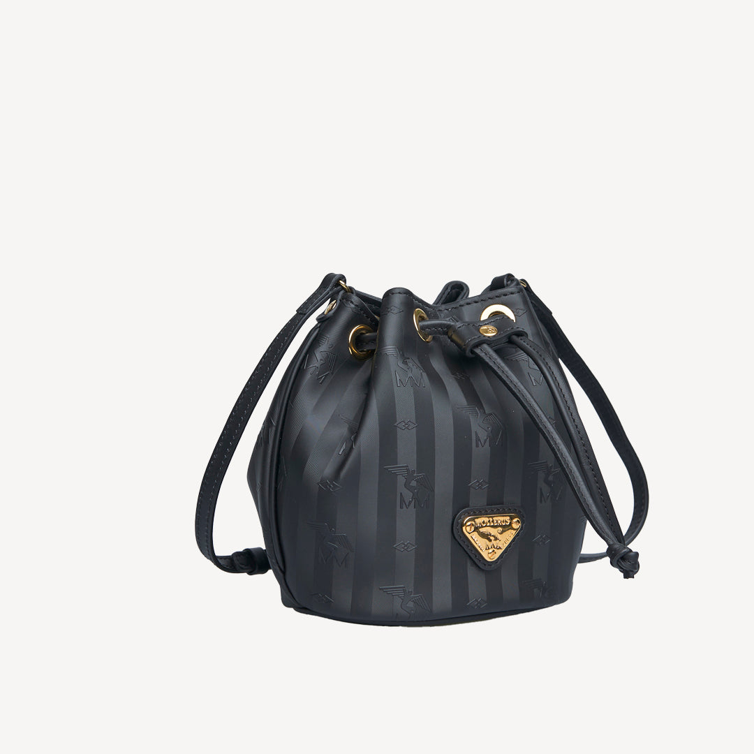 VERBIER | Beuteltasche klein schwarz/gold - seitlich