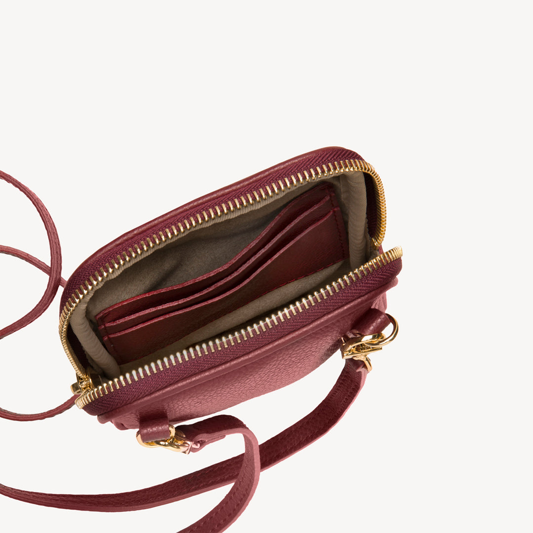 WILDHORN | Handyportemonnaie Kalbsleder antique rot/gold - offen