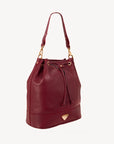 NIESEN | Beuteltasche kalbsleder antique rot/gold - seitlich