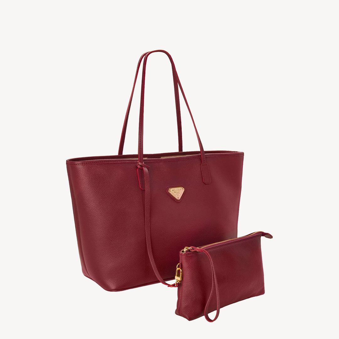 BERN | Shopper Kabsleder antik rot/gold - seitlich