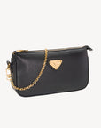 ZELL| Umhängetasche Kalbsleder schwarz/gold - seitlich
