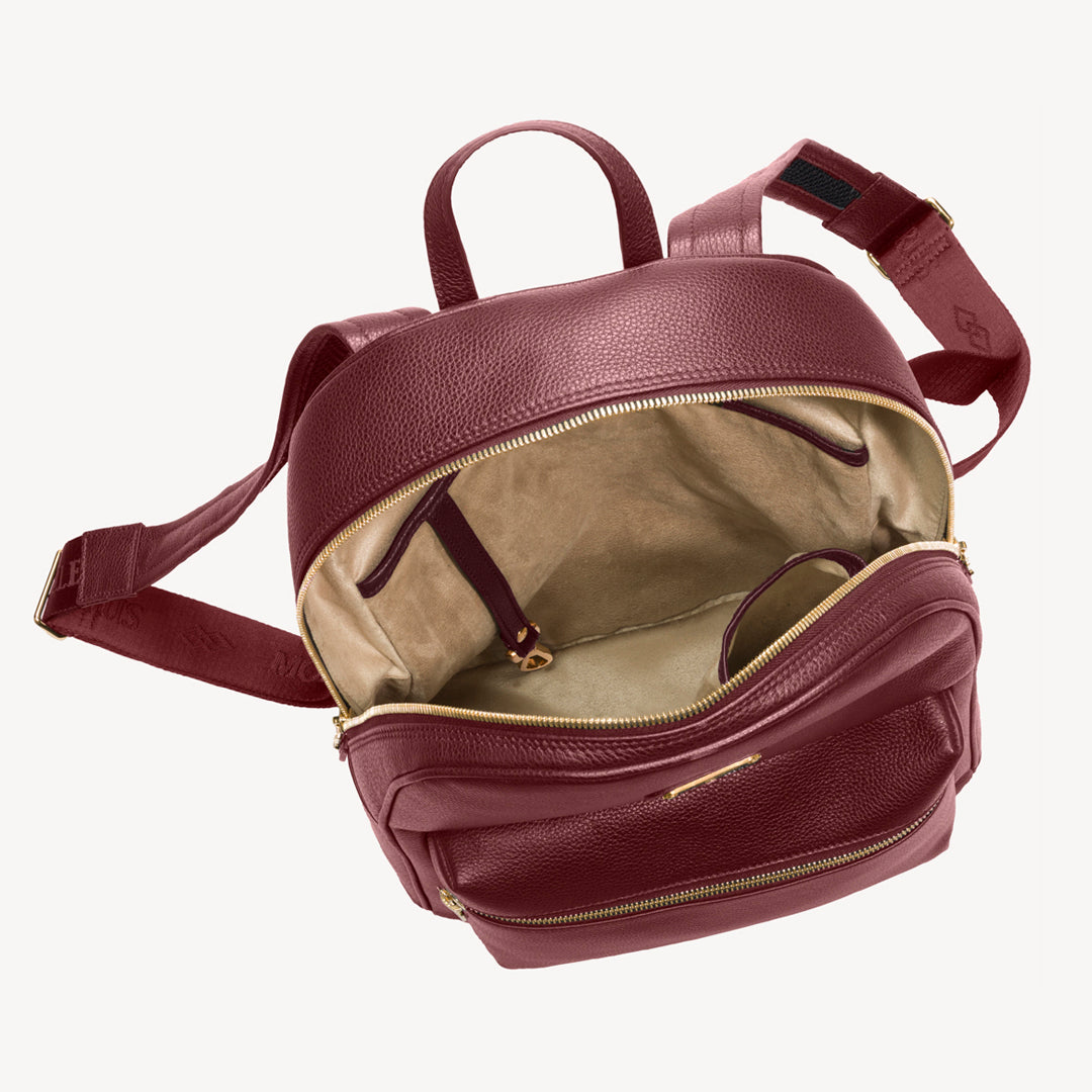 GLARUS | Rucksack Kalbsleder antik rot/gold - offen