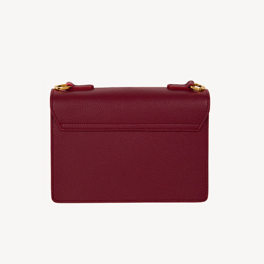 URSY | Umhängetasche Kalbsleder antik rot/gold - hinten