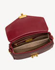 MEYRIN | Umhängetasche Kalbsleder antique rot/gold - offen