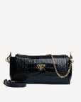 ANDEER | Clutch Croco schwarz/gold - frontal