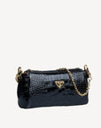 ANDEER | Clutch Croco schwarz/gold - seitlich