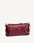 ANDEER | Clutch Croco antique rot/gold - seitlich