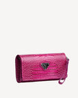 FRESENS | Clutch Croco blush pink/silber - seitlich