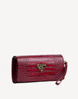 FRESENS | Clutch Croco antique rot/gold - seitlich