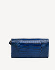 FRESENS | Clutch Croco sapphire blau/silber - von hinten