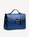 MARLY | Umhängetasche Croco sapphire blau/silber - seitlich