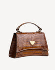 ROMONT | Borsa a tracolla Croco honey marrone/oro - vista laterale