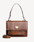 FEY | Borsa a tracolla Croco honey marrone/oro - frontale