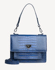 FEY | Schultertasche Croco sapphire blau/silber - frontal
