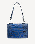URSY | Umhängetasche croco sapphire blau/silber - von hinten