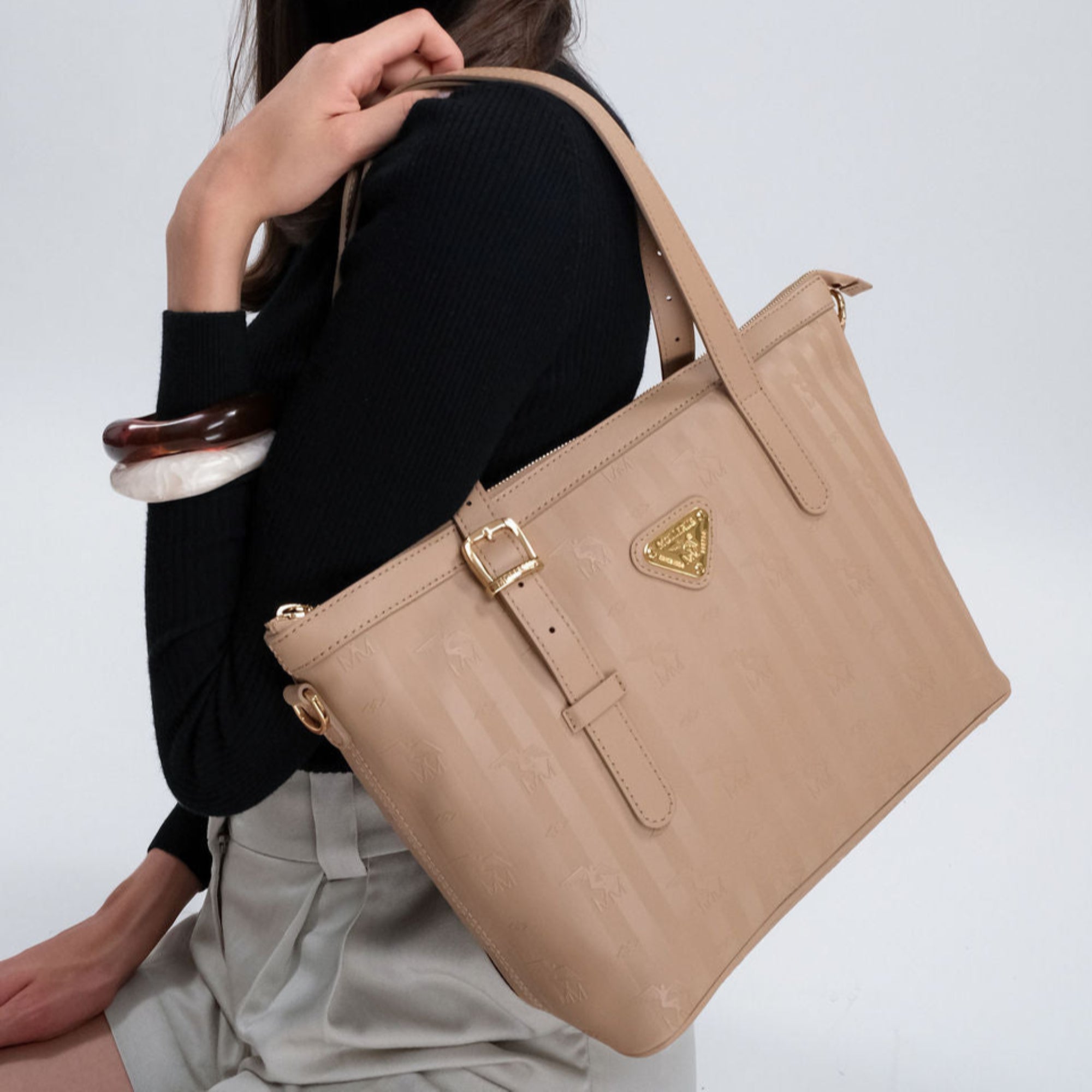 VALLON | Cabas beige cappuccino/doré
