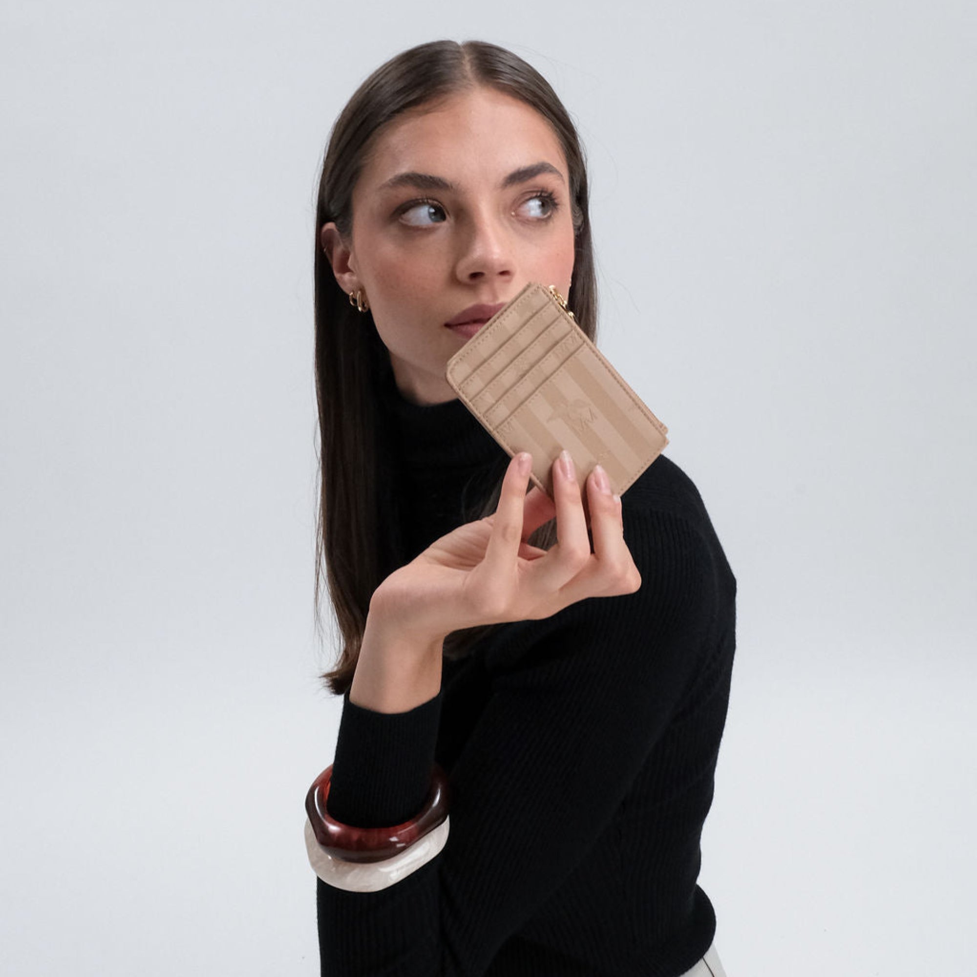 GY | Étui pour cartes de crédit beige cappuccino/doré