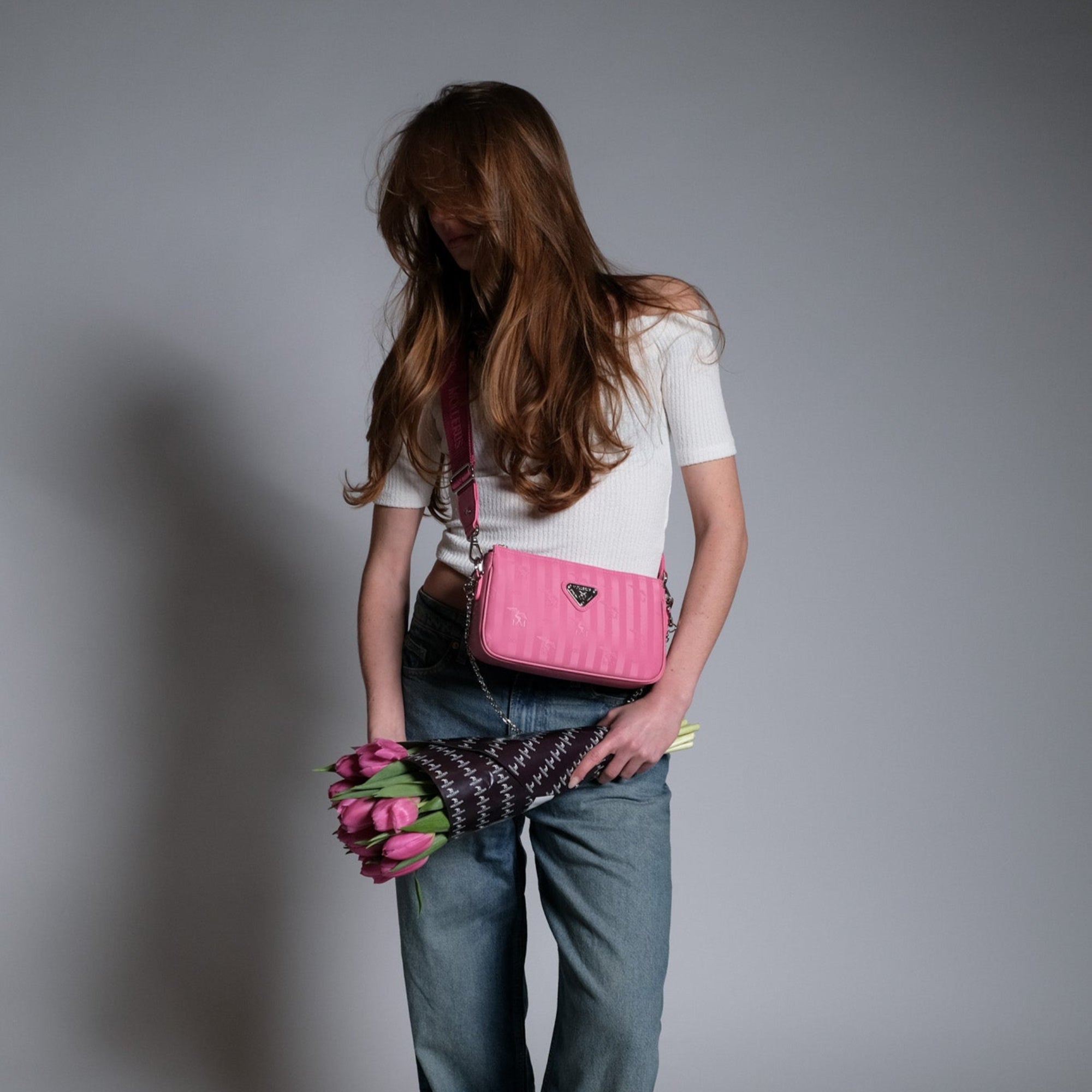 ZELL | Sac bandoulière rose bulle/argent