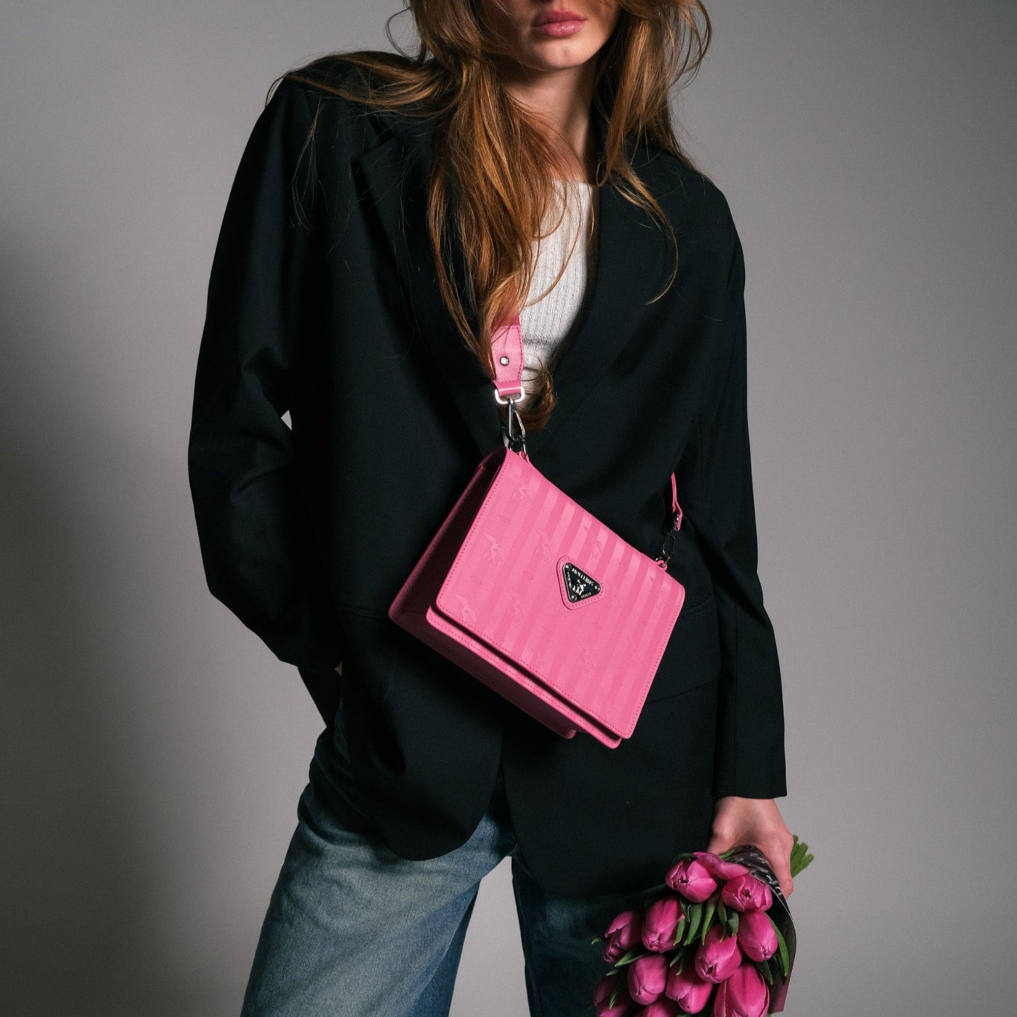 MELIDE | Sac bandoulière rose bulle/argent