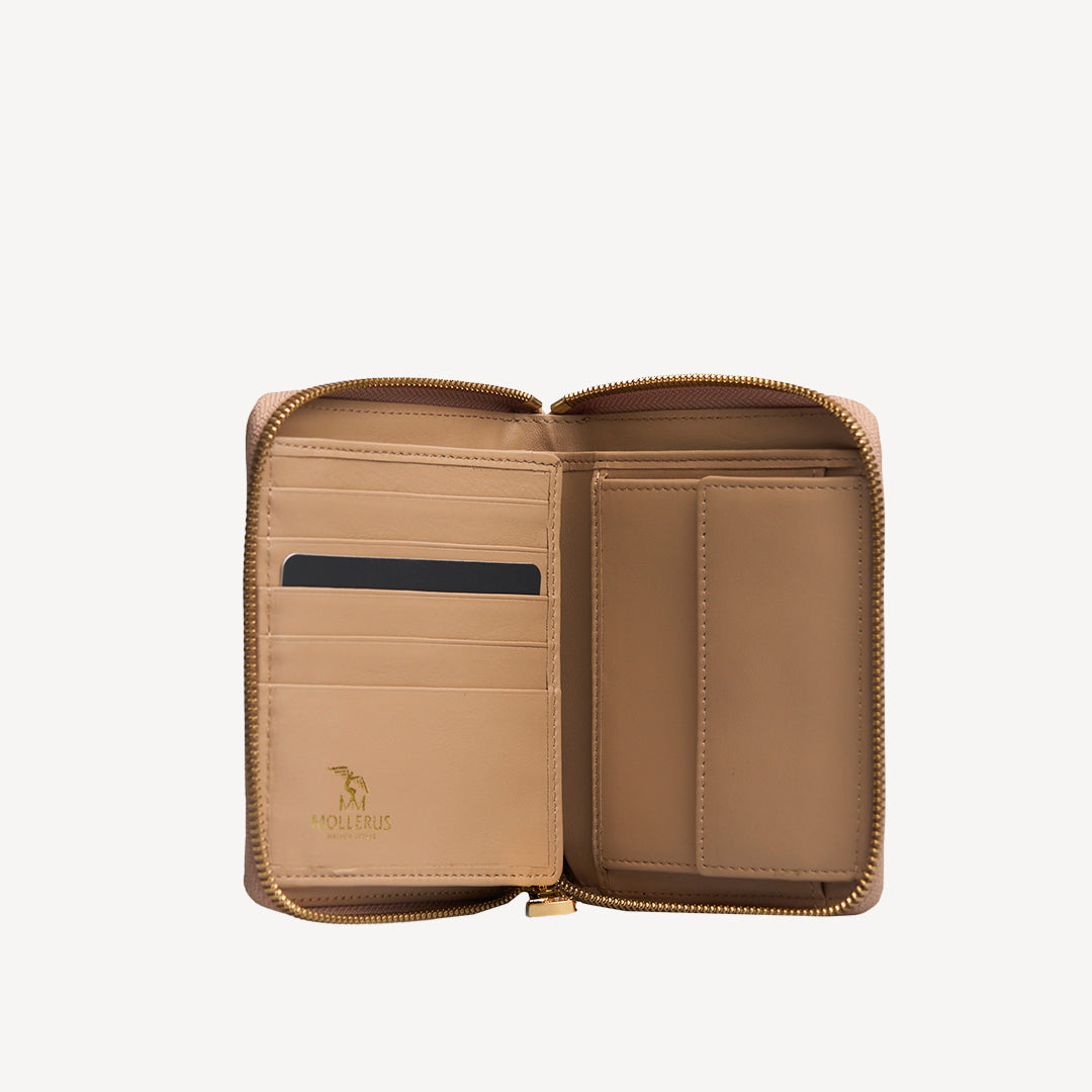 NIEDERHORN | Portemonnaie cappuccino/gold - offen