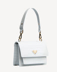 URSY | Umhängetasche croco snow weiss/gold - SEITLICH