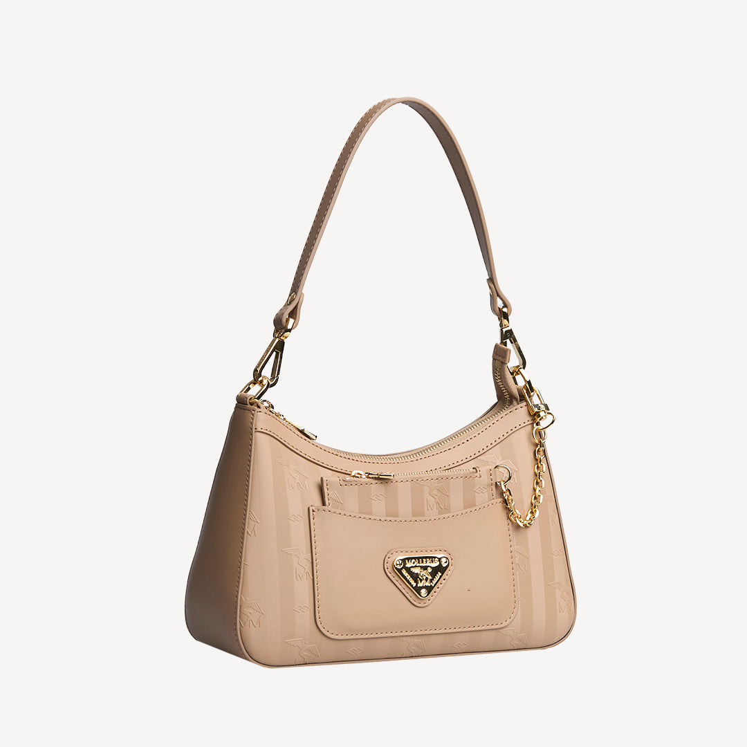 CASTIEL | Schultertasche cappuccino/gold - seitlich