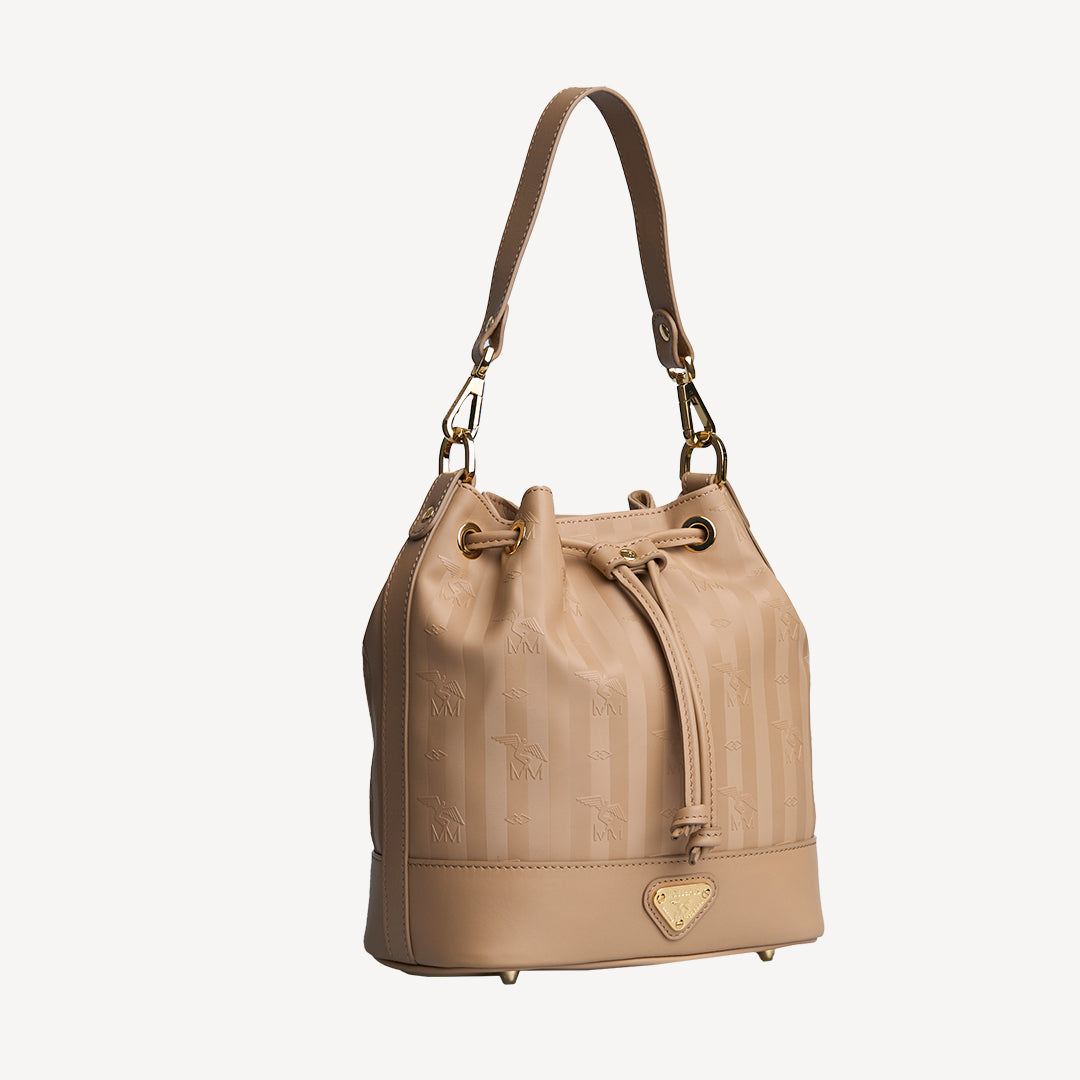 SION | Beuteltasche cappuccino beige/gold - seitlich