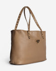 WINTERTHUR | Shopper mit Reissverschluss Stampato cappuccino/gold - leicht seitlich