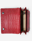 URSY | Umhängetasche Croco coral pink/silber - offen