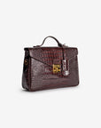 MARLY | Umhängetasche Croco burgundy braun/gold – seitlich