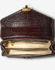 MARLY | Umhängetasche Croco burgundy braun/gold – von innen