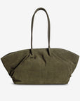 ANDERMATT | Schultertasche Wildleder moosgrün/gold - von hinten