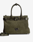 WITTNAU | Handtasche Wildleder moosgrün/gold - frontal