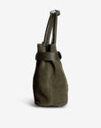 WITTNAU | Handtasche Wildleder moosgrün/gold - seitlich