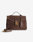 MARLY | Umhängetasche Wildleder braun/gold - frontal