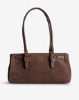 RUE | Schultertasche Wildleder braun/gold - von hinten