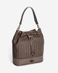 NIESEN | Beuteltasche fango braun/gold - seitlich