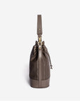 NIESEN | Beuteltasche fango braun/gold - seitlich