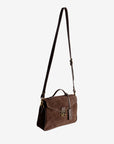 MARLY | Umhängetasche Wildleder braun/gold - hängend seite