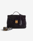 MARLY | Umhängetasche Wildleder classic schwarz/gold - frontal