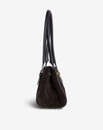RUE | Schultertasche Wildleder classic schwarz/gold - seitlich