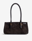 RUE | Schultertasche Wildleder classic schwarz/gold - von hinten