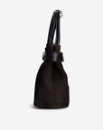 WITTNAU | Handtasche Wildleder classic schwarz/gold - seitlich