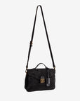 MARLY | Umhängetasche Wildleder classic schwarz/gold - hängend seite