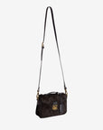 MEYRIN | Umhängetasche Wildleder classic schwarz/gold - hängend seite