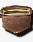 MARLY | Umhängetasche Wildleder braun/gold - innen