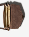 MEYRIN | Umhängetasche Wildleder braun/gold - innen